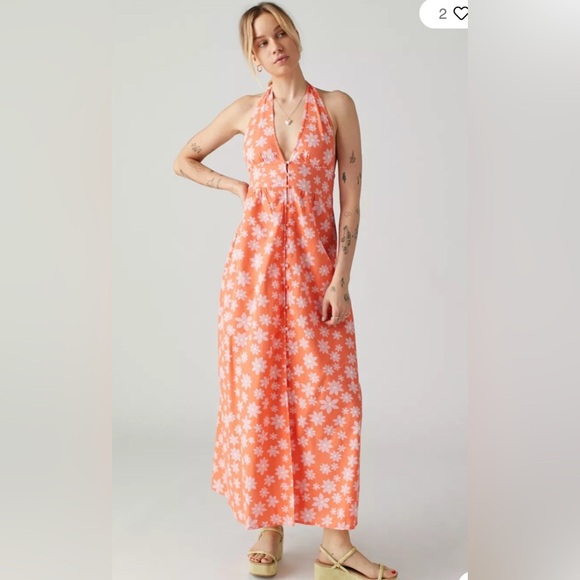 Billabong Hung Up Linen Floral Maxi Dress size Small - Picture 1 of 11